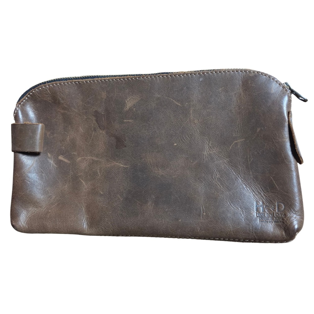 Hide and Drink Handcrafted Leather Zippered Travel Pouch Case Clutch Mexico